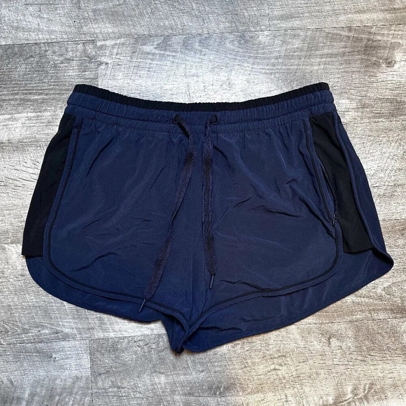 Athleta Colorblocked Short w/ Zipper Pockets Navy Blue & Black Size 10 - Picture 1 of 6